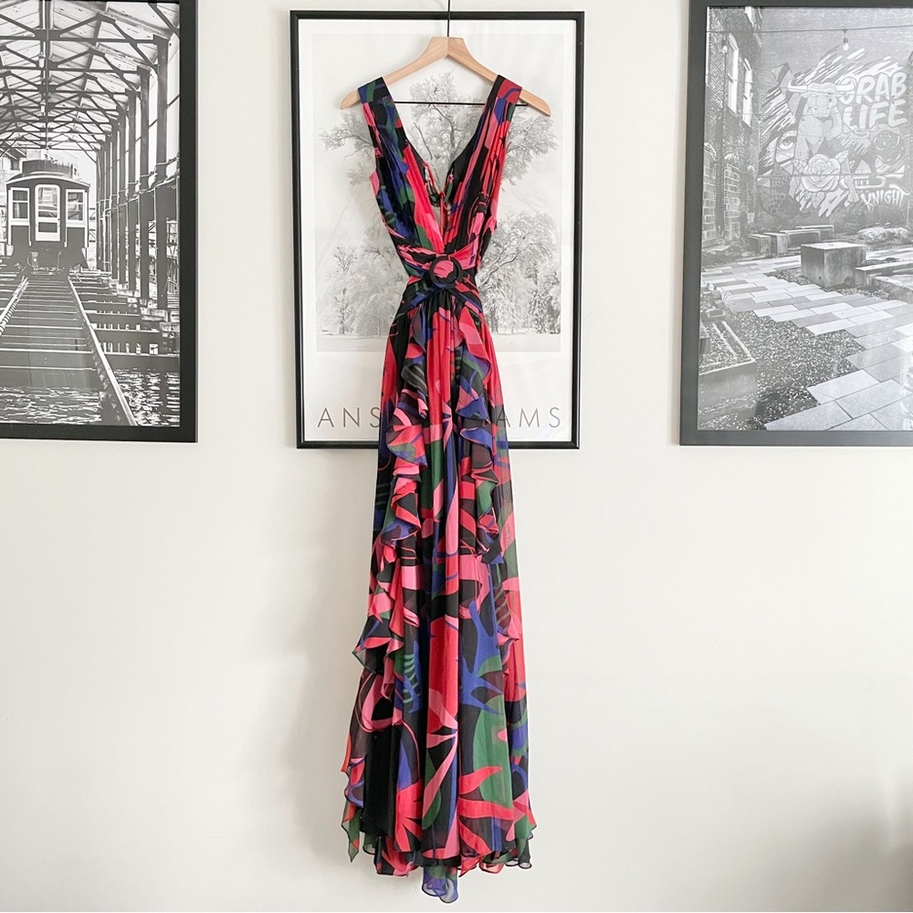 PatBO Rio Cut Out Ruffle Maxi Dress Multicolor 4 NWT - Picture 9 of 16